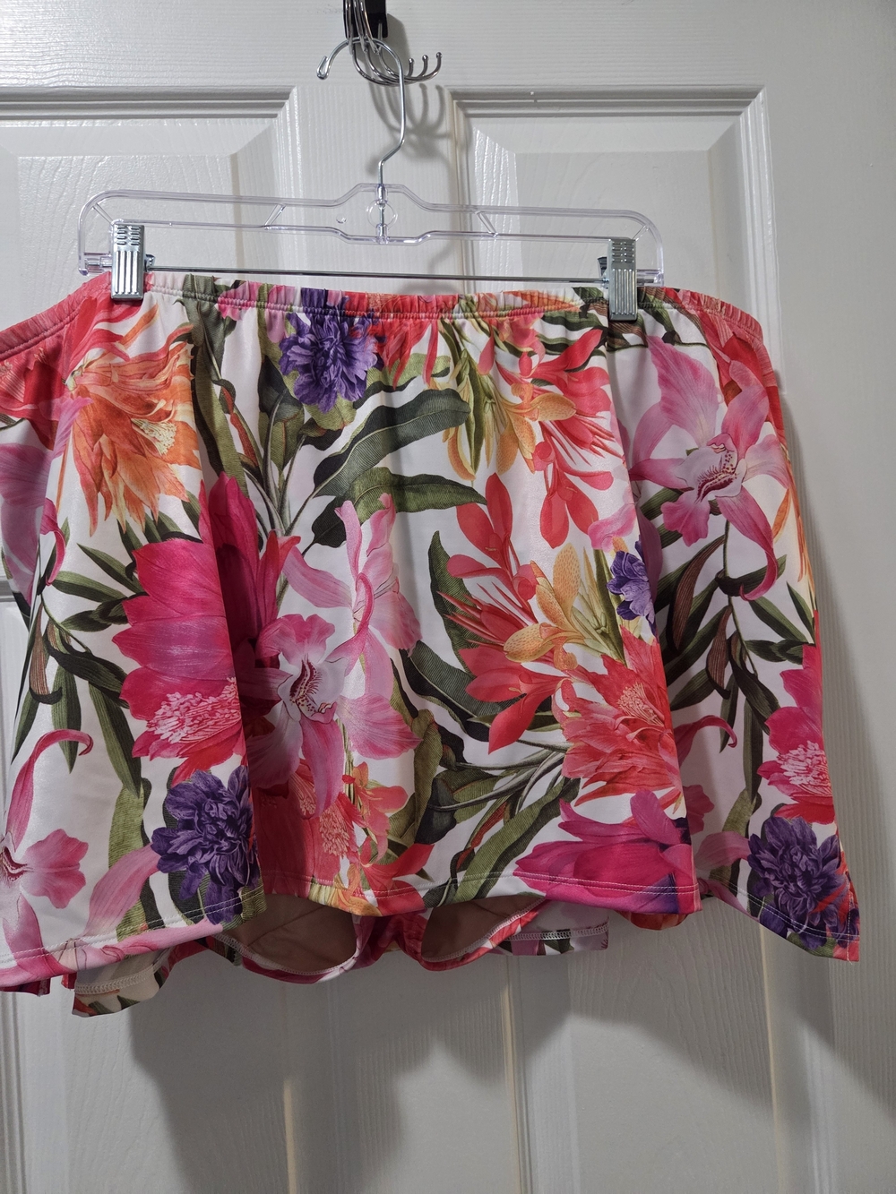 Cacique Pink, Purple & Green Floral Swim Skirt